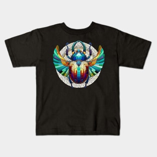 Egyptian Scarab Beetle -Mosaic Art Kids T-Shirt